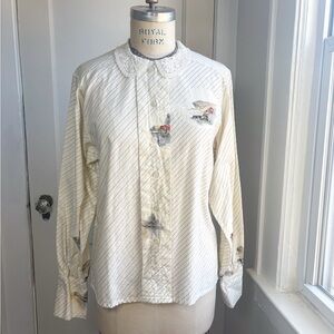 Vintage 1980s Schroeder Sport Scenic Button Up Blouse